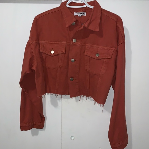 Raw Cut Over Sized Denim Jacket - copper/orange 🍊 - Picture 2 of 6